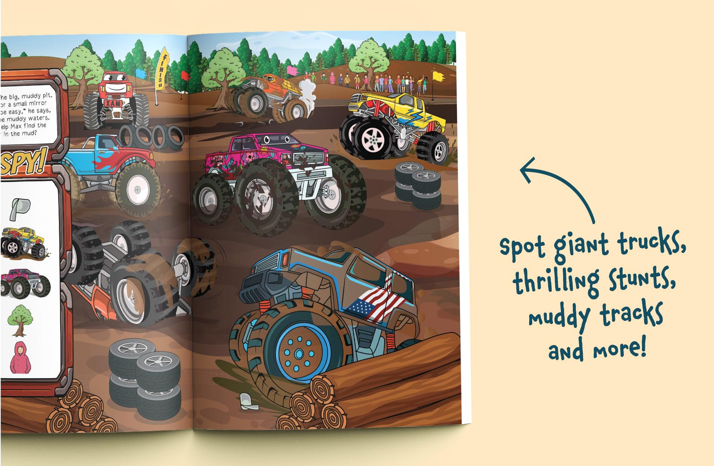 I Spy Monster Trucks: Spot Mighty Monster Trucks on Race Day! A Cute Search and Find Book for Toddlers (I Spy Books for Toddlers)