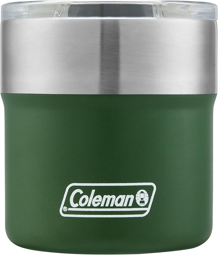 Coleman 13oz Vacuum-Insulated Stainless Steel Rocks Glass, Outdoor Cocktail Tumbler with Slidable Spout Cover, Keeps Ice C...
