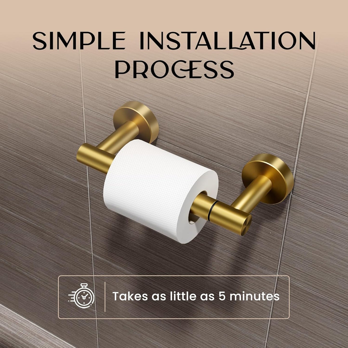 Day Moon™ Gold Toilet Paper Holder - Brushed Gold Toilet Paper Holder Wall Mount - Modern Toilet Paper Roll Holder - Gold Bathroom Toilet Paper Holder