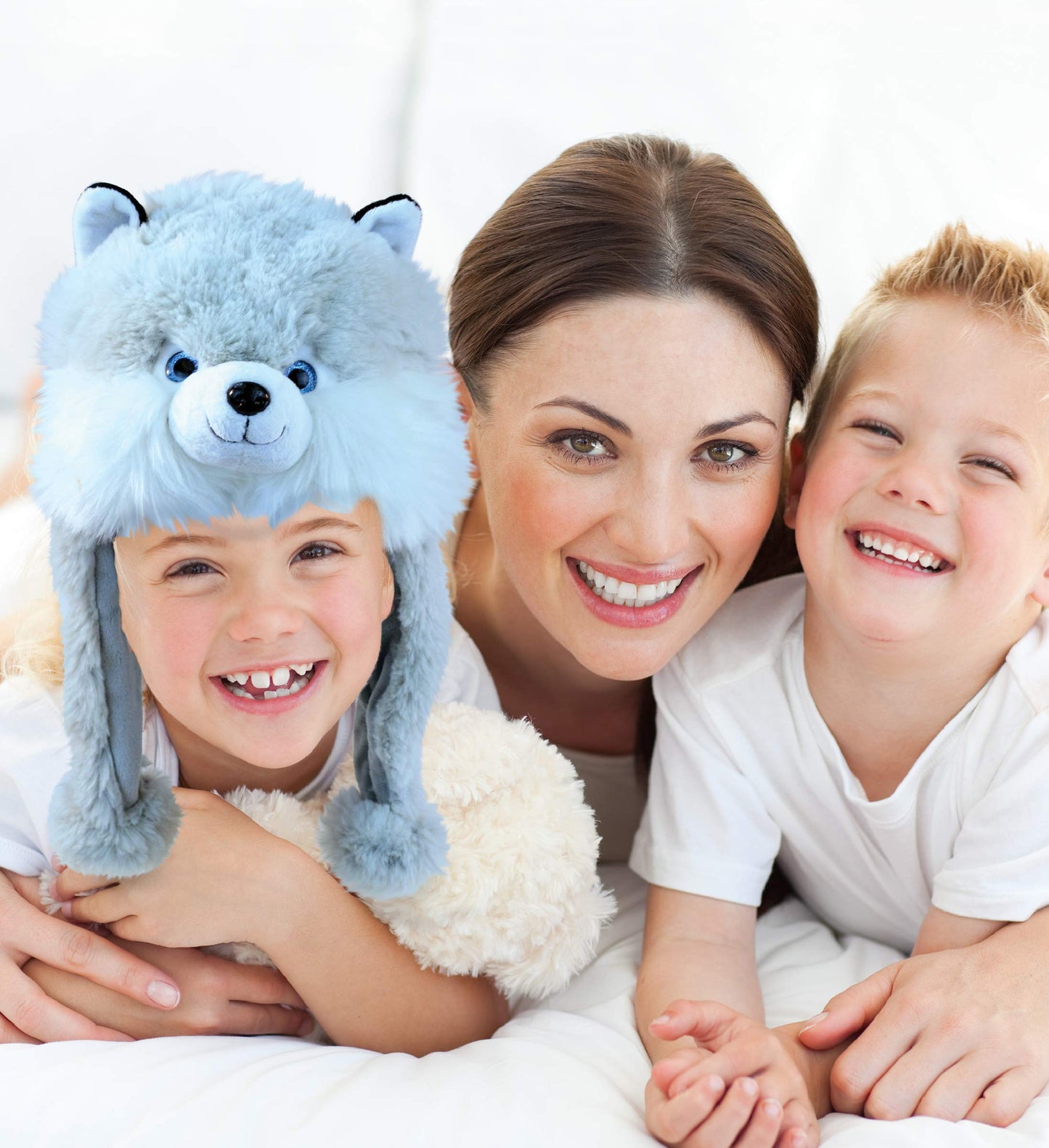DolliBu Gray Husky Dog Plush – Stuffed Animal Beanie with Ear Flaps, Cozy Fleece Winter Headwear for Kids & Adults, Funny Husky Costume for Halloween or Cosplay – One Size