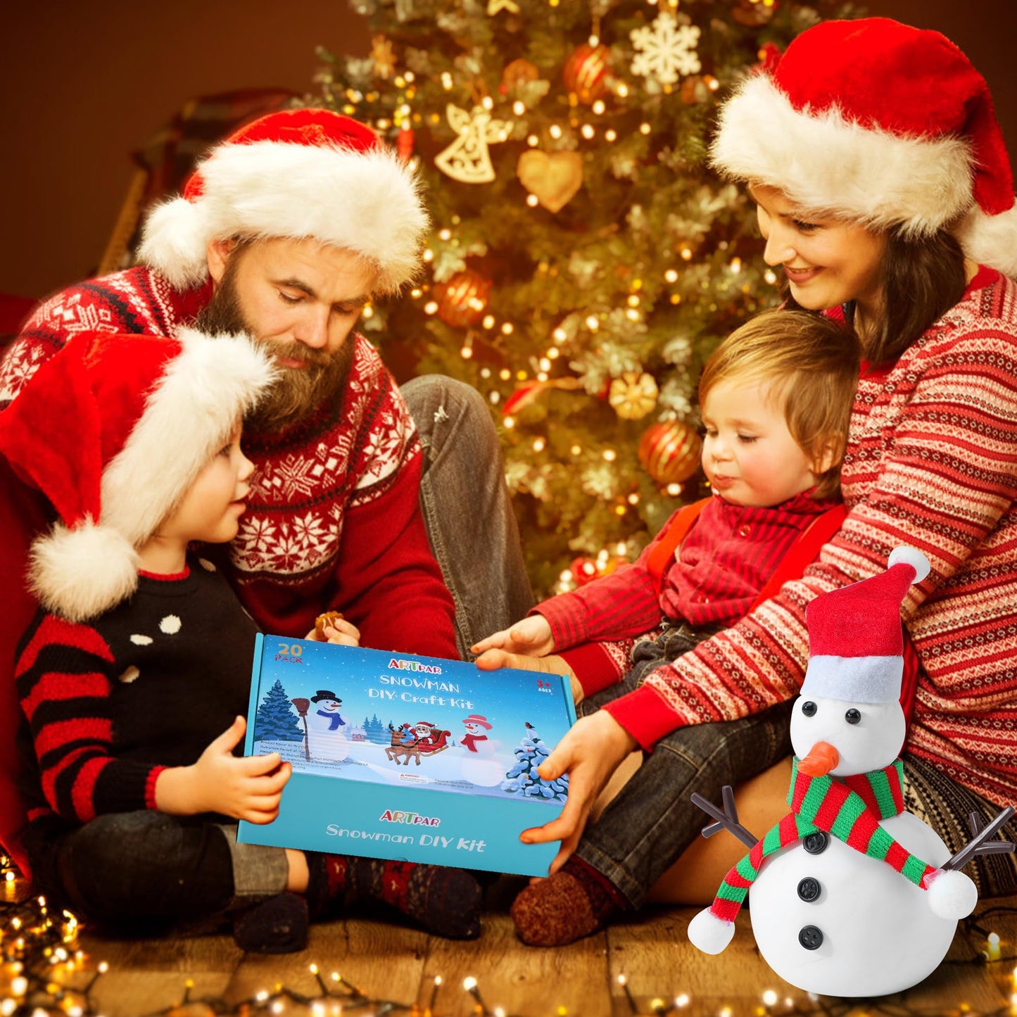 ARTPAR 20 Pack Modeling Clay DIY Snowman Kit,Air Dry Clay Snowman Crafts for Kids,Christmas Stocking Stuffers for Kids,Christmas Crafts Xmas Gift