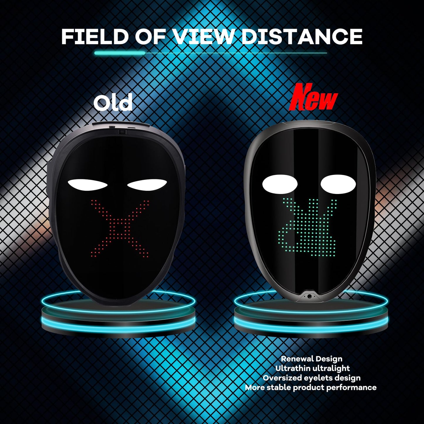 Led Mask with Gesture Control – Face-Transforming Light-Up Design, Cool Gifts for Kids & Adults – Rechargeable Halloween, Cosplay & Christmas Party Essential for Costume Themes!