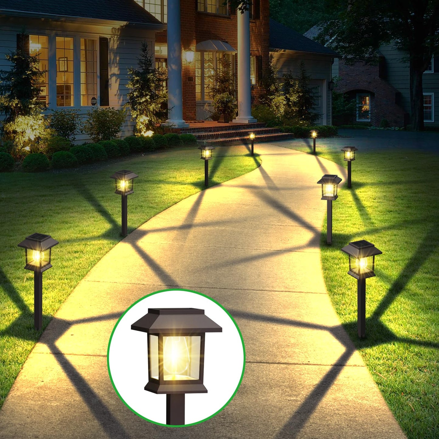Benany Solar Outdoor Lights, 12 Pack Solar Pathway Lights Waterproof, Landscape Lighting for Path Walkway Lawn Garden Yard Outside Décor, Brown