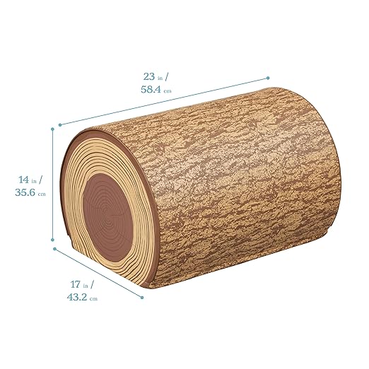 ECR4Kids SoftZone Tree Log Half Bench, 14in, Flexible Seating, Chocolate