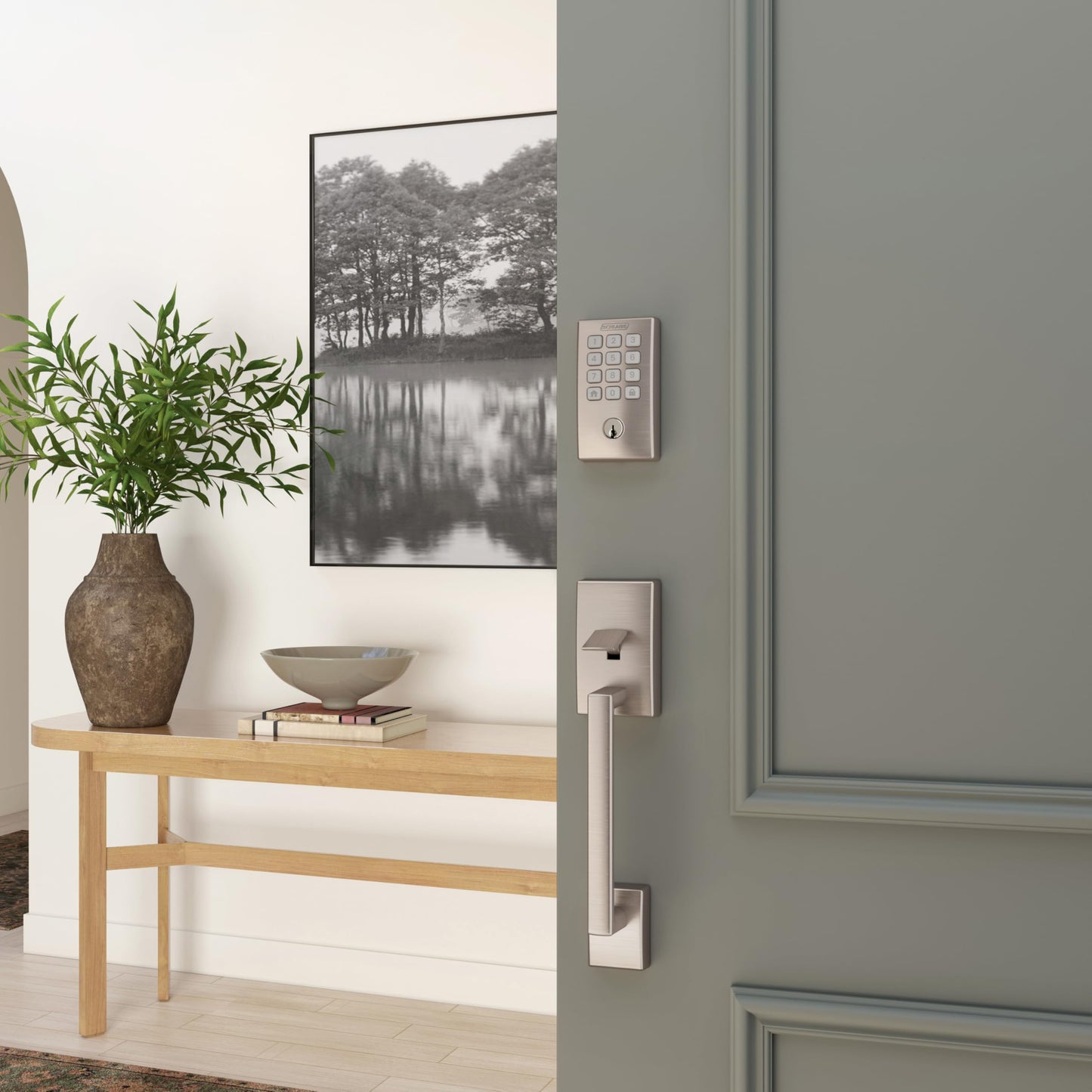 Schlage Arrive Smart Wi‑Fi Deadbolt Lock with Keypad, Keyless Entry Front Door Lock, App Control, Alexa and Google Home Compatible, Satin Nickel, BE459WB CEN 619