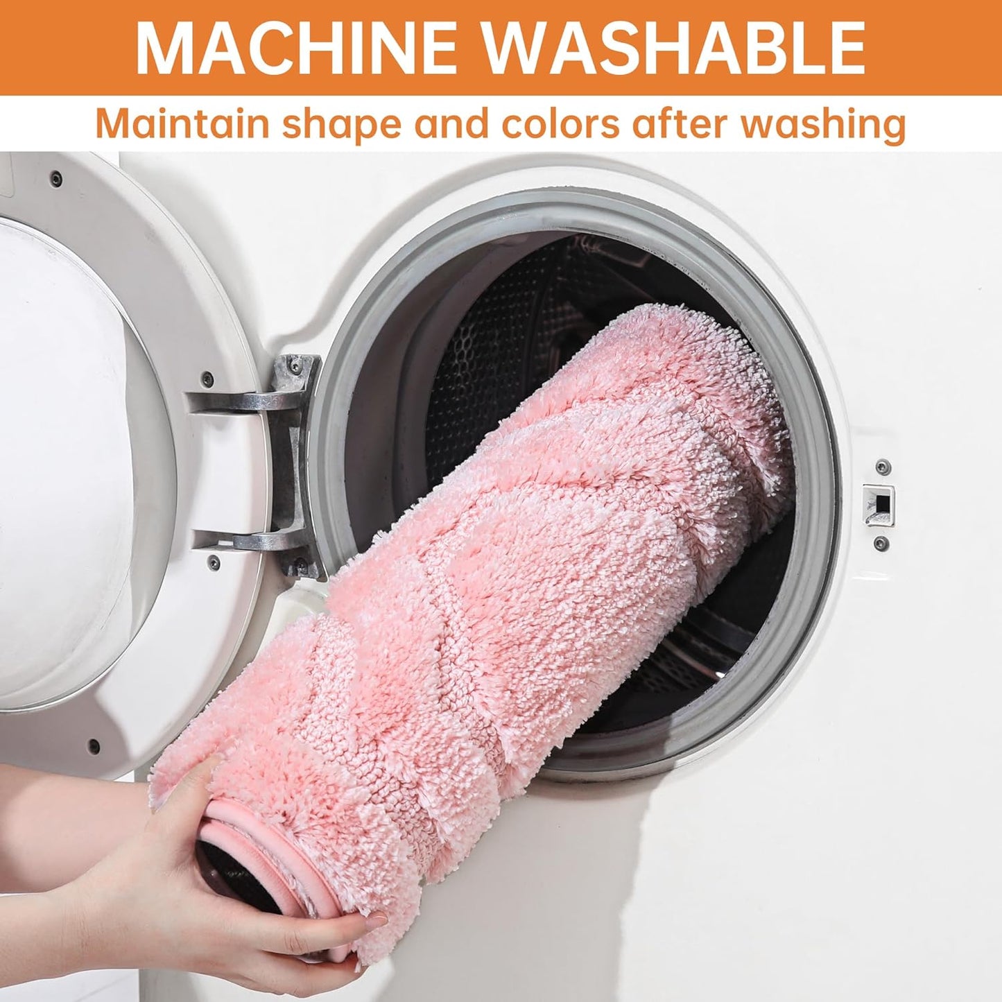 BEQHAUSE Bathroom-Rugs-Non-Slip-Bath-Mats for Bathroom Soft and Absorbent Polyester Microfiber Pink Bath Mat Machine Washable Shaggy Shower Mat for Bathrooms, Bathtub and Sink, 24" x36"