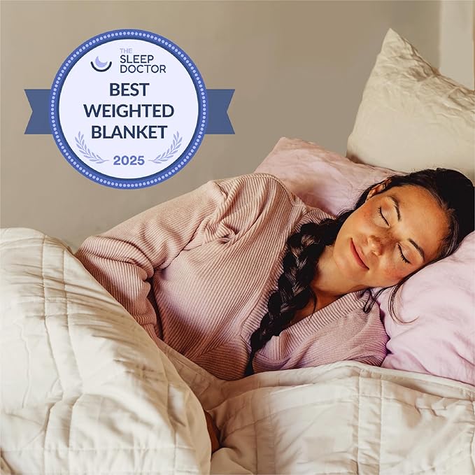 Baloo Weighted Blanket for Adults 12 lb Throw (Cocoa, 42"x72") | Cool & 100% Cotton | Machine Washable & Dryer Safe | Glass Microbead Fill