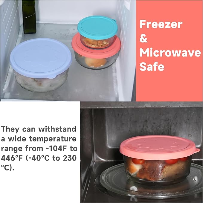 2 Cup 4 Cup Silicone Replacement Lids Storage Cover for Anchor Hocking Glass Bowls (Container not Included) 4 Pack Microwave, Dishwasher and Freezer Safe