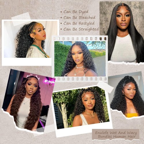12A Water Wave Human Hair Bundles Wet And Wavy Bundles Human Hair 100% Unprocessed Brazilian Remy Water Wave Curly Bundle Extensions Natural Black Color 10 12 14 Inch