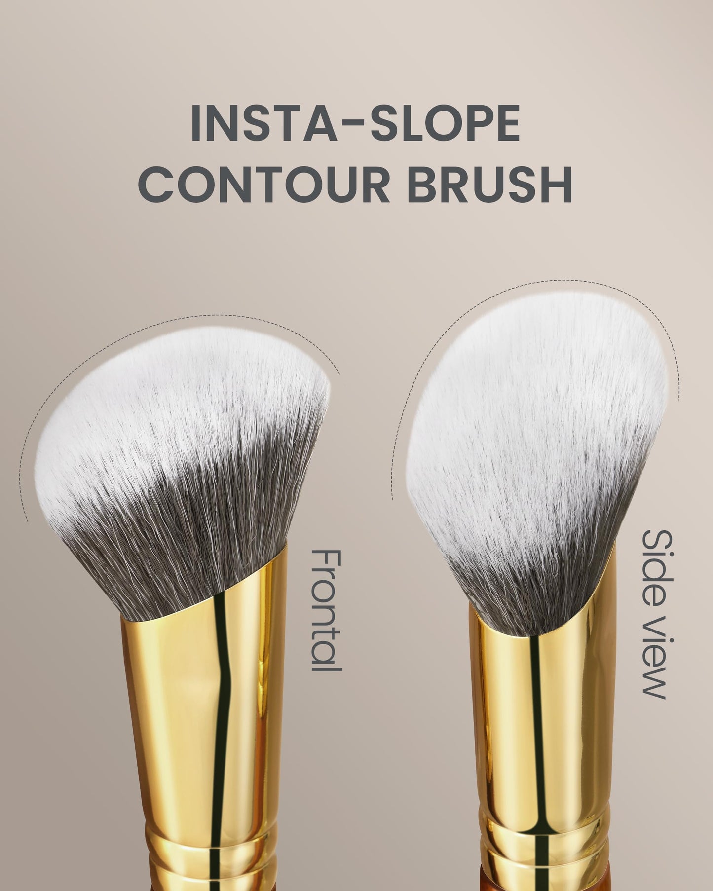 Desert Oak Series SlopeBlur Stipple Brush - Angled Nylon Bristles for Seamless Cream/Liquid/Powder Blending, Contour & Blush App