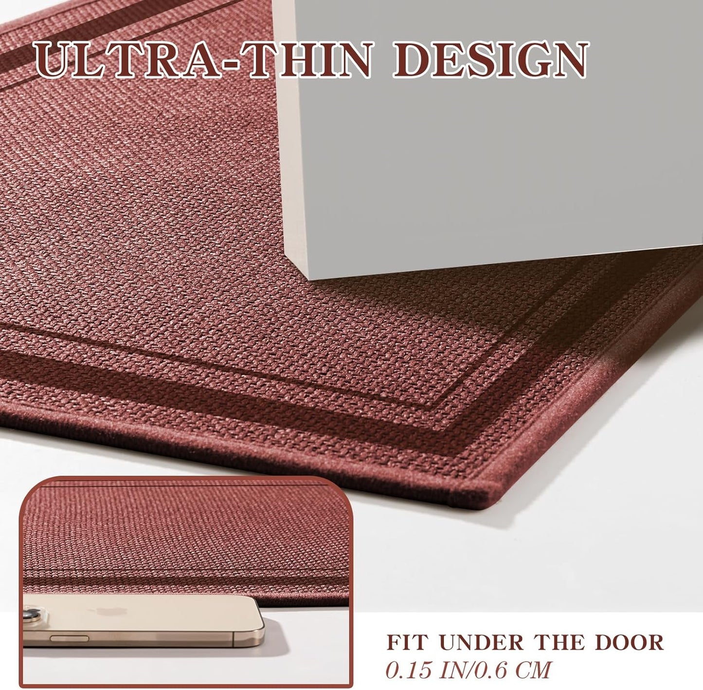 chakme Bathroom Rugs Mat 24x17, Ultra Thin Non Slip Bath Mat Small Quick Dry Absorbent Bath Mat for Bathroom, (Dark Pink, 24"x17")