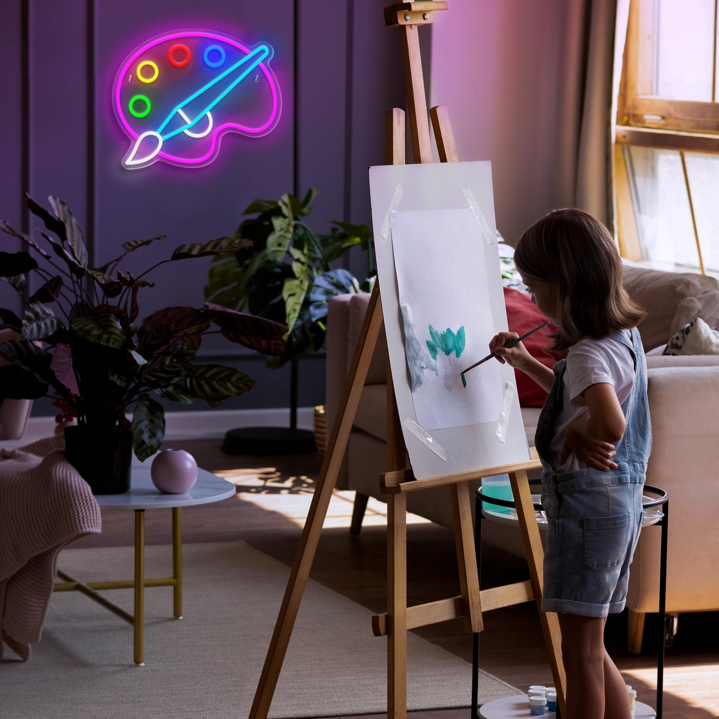 Paint Palette Neon Sign Dimmable Paint Pallet Neon Signs for Wall Decor Led Sign for Art Classroom Decor USB Powered Art Painting Light Up Sign