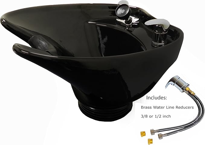 Wall Mounted, Tilting, Ceramic, Salon Shampoo Bowl with Reclining Shampoo Chair TLC-B35WT-216