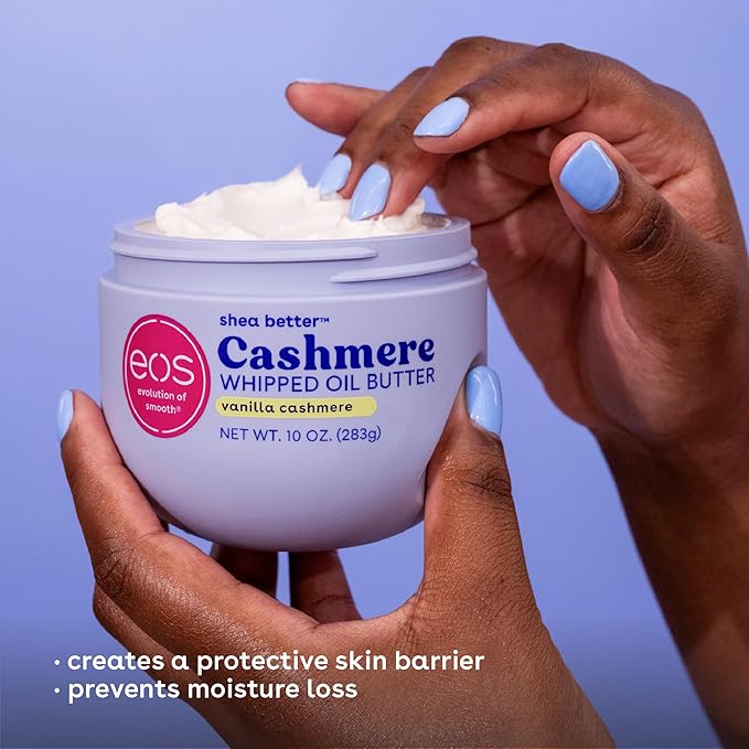 Bundle of eos Shea Better Body Lotion + Whipped Body Butter, Vanilla Cashmere, Weightless Moisture For Dry Skin, Rich Formula and Deep Hydration, Vanilla Body Lotion