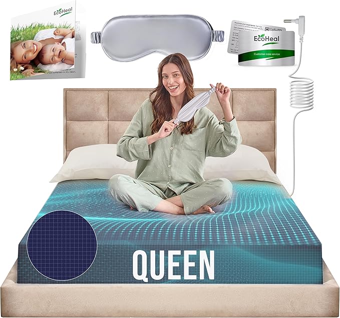 Earth Grounding Sheets Queen Size with 12% Silver Fiber & 4% Silk & 84% Cotton - Dark Blue - SGS Quality Certified Grounded Well Bed Sheet - Conductive Fitted Sheet for Better Sleep