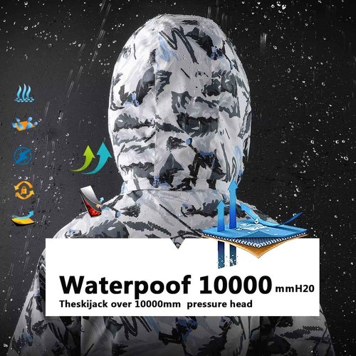 OHSNMAKSL Kid's Snowsuits Boys Ski Suits Jackets Girls Waterproof Coats Jumpsuits Winter Snowboarding Outdoor23HXF-Boy-Snow/White-8-9
