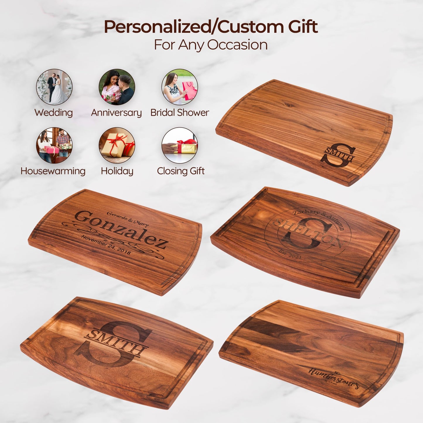 Personalized Charcuterie Board, Custom Cutting Board - Perfect Wedding gift, Anniversary, Bridal Shower, Birthday, Christmas, Engagement, Mother's Day, Father's Day, Cool Closing Present, Corporate