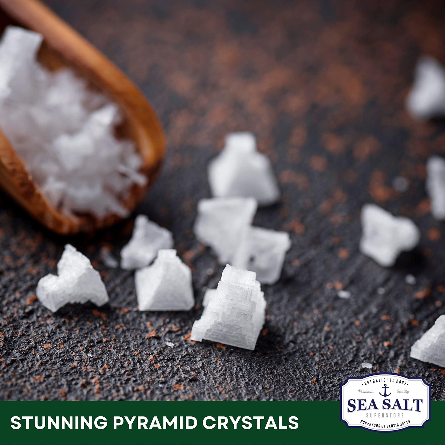 White Pyramid Sea Salt Grains for Steak – Hand-Harvested Cyprus Fishing Sea Salt for Baking, Finishing, & Cooking – Solar-Evaporated – 7 oz Pouch