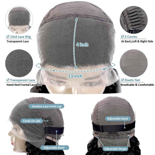 Funky girl Water Wave 13x4 HD Lace Front Wigs Human Hair 180 Density Wet And Wavy Human Hair Wig Pre Plucked Wigs for Woman With Baby Hair Natural Black Color 28 Inch