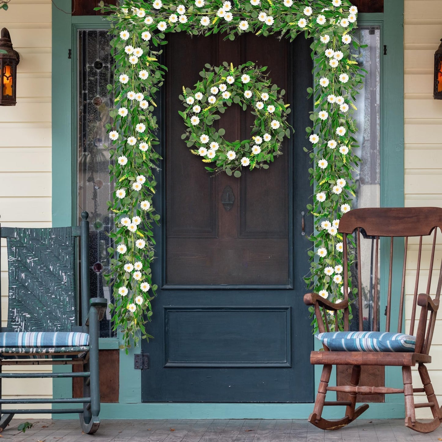 6 Ft White Flower Garland Artificial Summer Spring Faux Daisy Wildflower Floral Garland Spring Wreath for Wedding Arch Porch Stair Table Indoor Door Home All Year Decoration