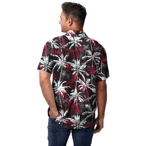 FOCO Alabama Crimson Tide NCAA Mens Black Floral Button Up Shirt - Large