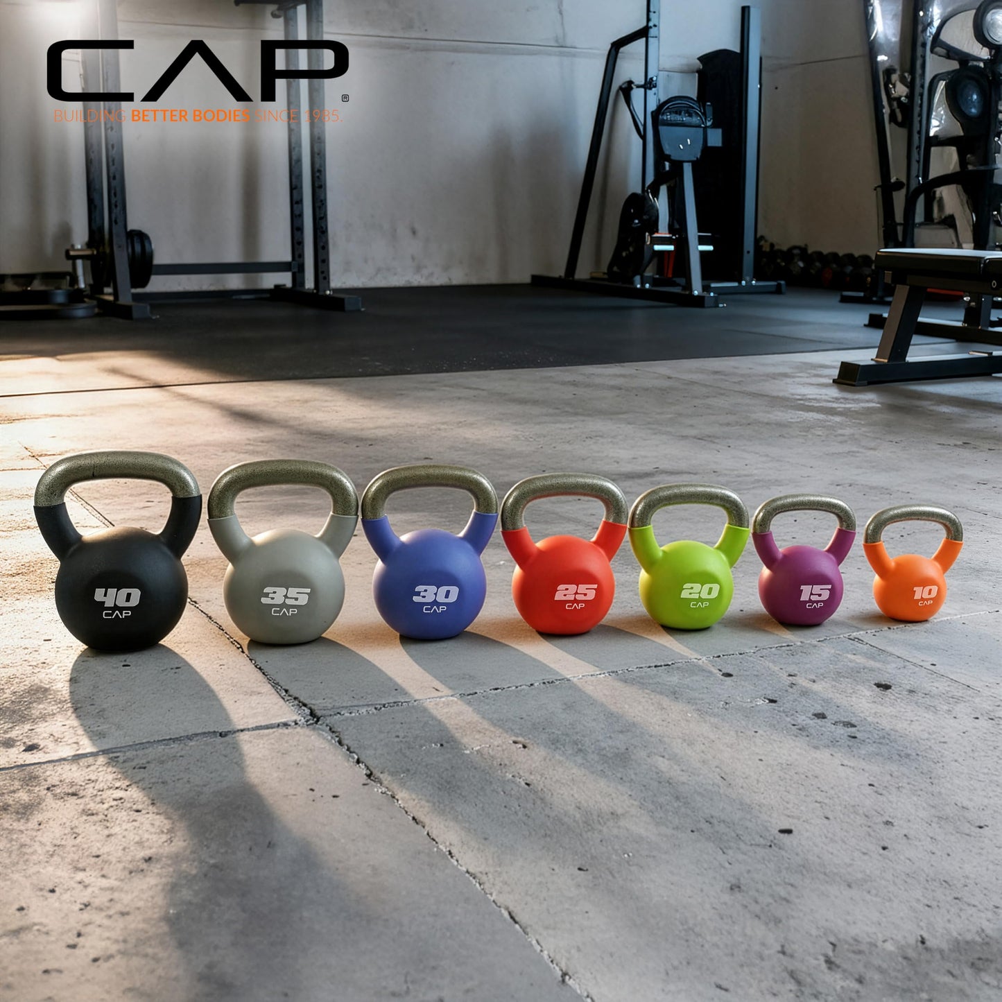 CAP Barbell 10 LB Neoprene Coated Cast Iron Kettlebell - Orange