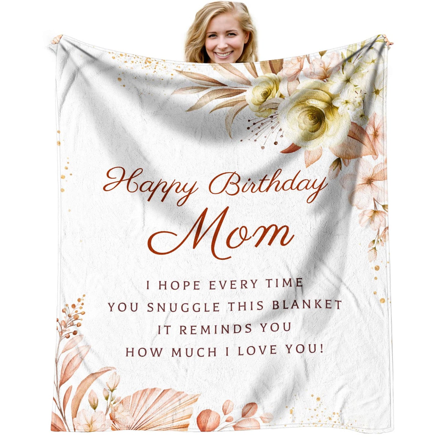 Jnufoju Birthday Gifts for Mom, Mom Birthday Gifts from Daughter Son, Unique Gift for Mothers Birthday, Mothers Bday Gift Fleece Blanket 60 x 50 Inch