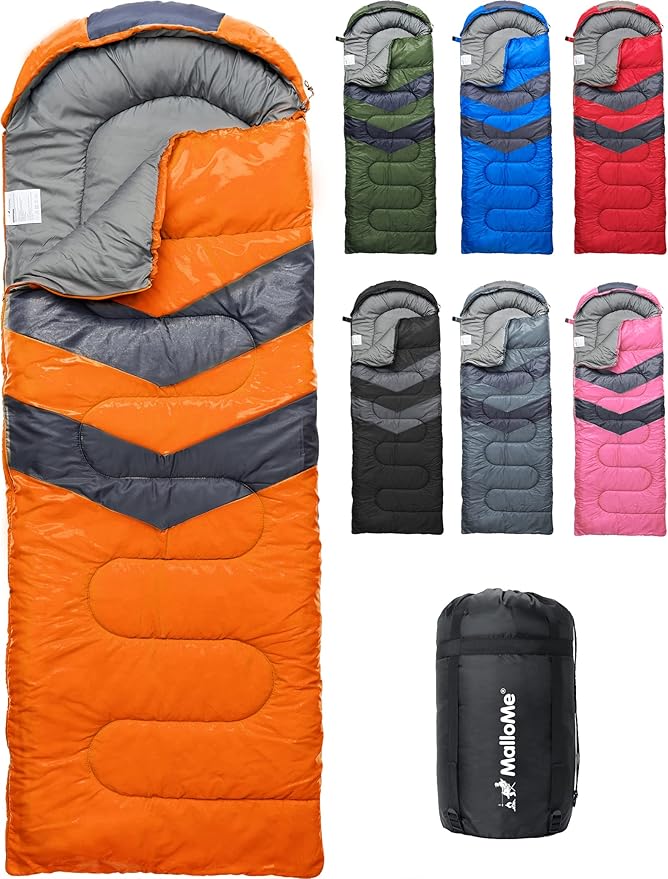 MalloMe Sleeping Bags for Adults Cold Weather & Warm - Backpacking Camping Sleeping Bag for Kids 10-12, Girls, Boys - Ligh...
