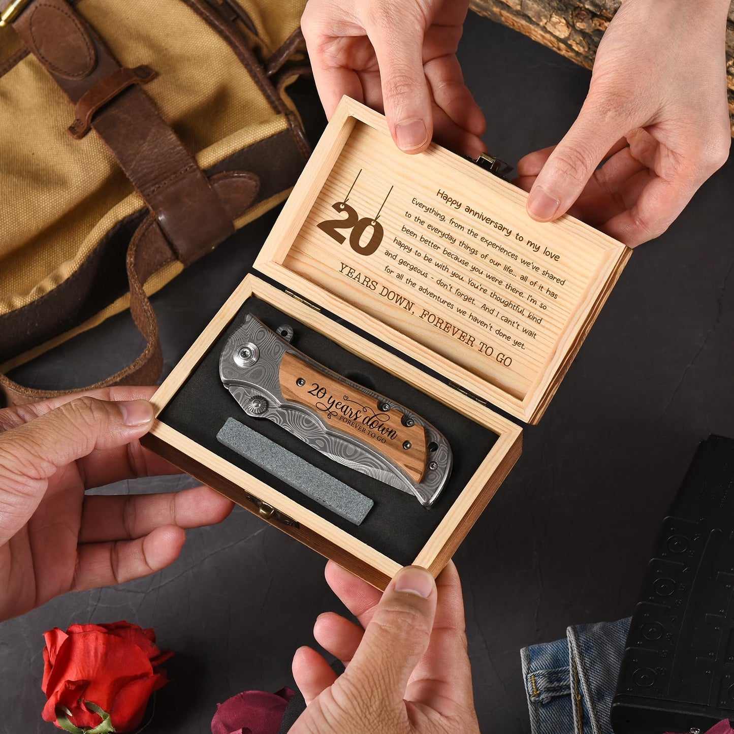 GiveGreatGift 20th Anniversary Platinum Keepsake for Parents, 20 Year Gifts Wedding Anniversary for Husband or him, China Anniversary Marriage Presents for Men