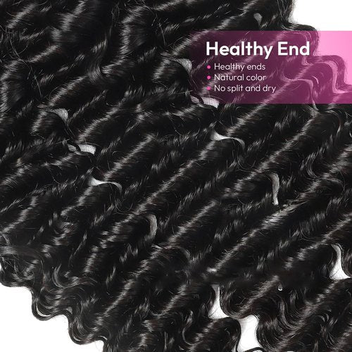 Bundles Human Hair Deep Wave 16 18 20 Inch 12A Deep Curly Bundles Human Hair Extensions 100% Unprocessed 3 Bundle Brazilian Virgin Human Hair Extensions Wet and Wavy Double Weft Bundles Natural