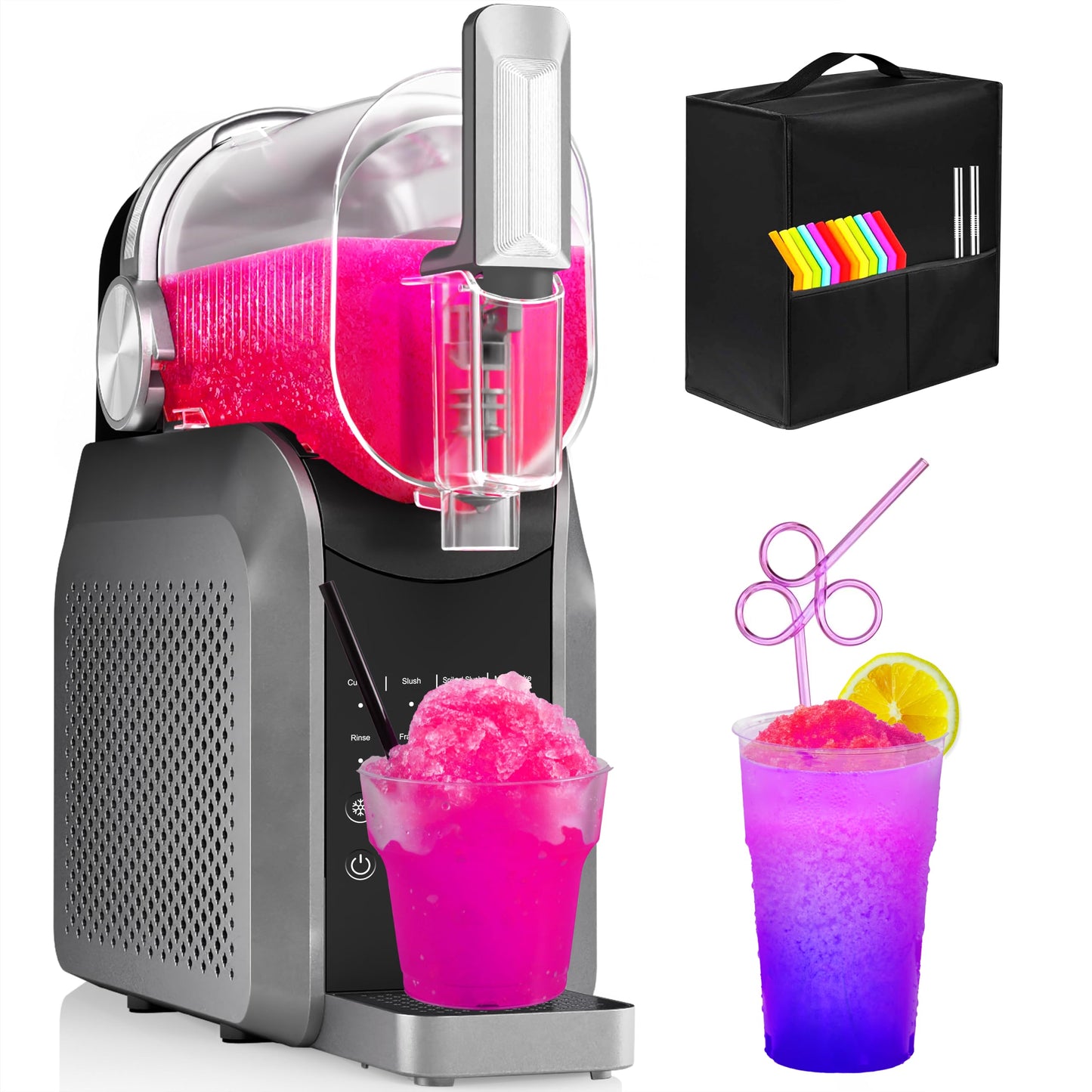 Slushie Machine, No Ice Needed, 88 oz Slushie Machine with Dust Cover for Home, Professional Frozen Drink Maker, 7 Preset Programs+Rinse, Frozen Margaritas, Frappés, Milkshake, and More
