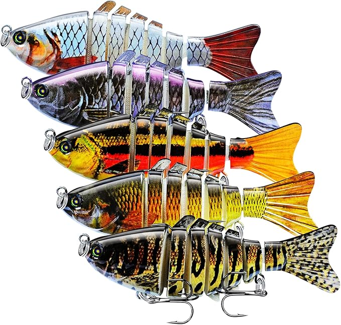 Fishing Lures Multi Jointed Fish Fishing Kits Slow Sinking Lifelike Swimbait Freshwater and Saltwater Crankbaits for Bass ...