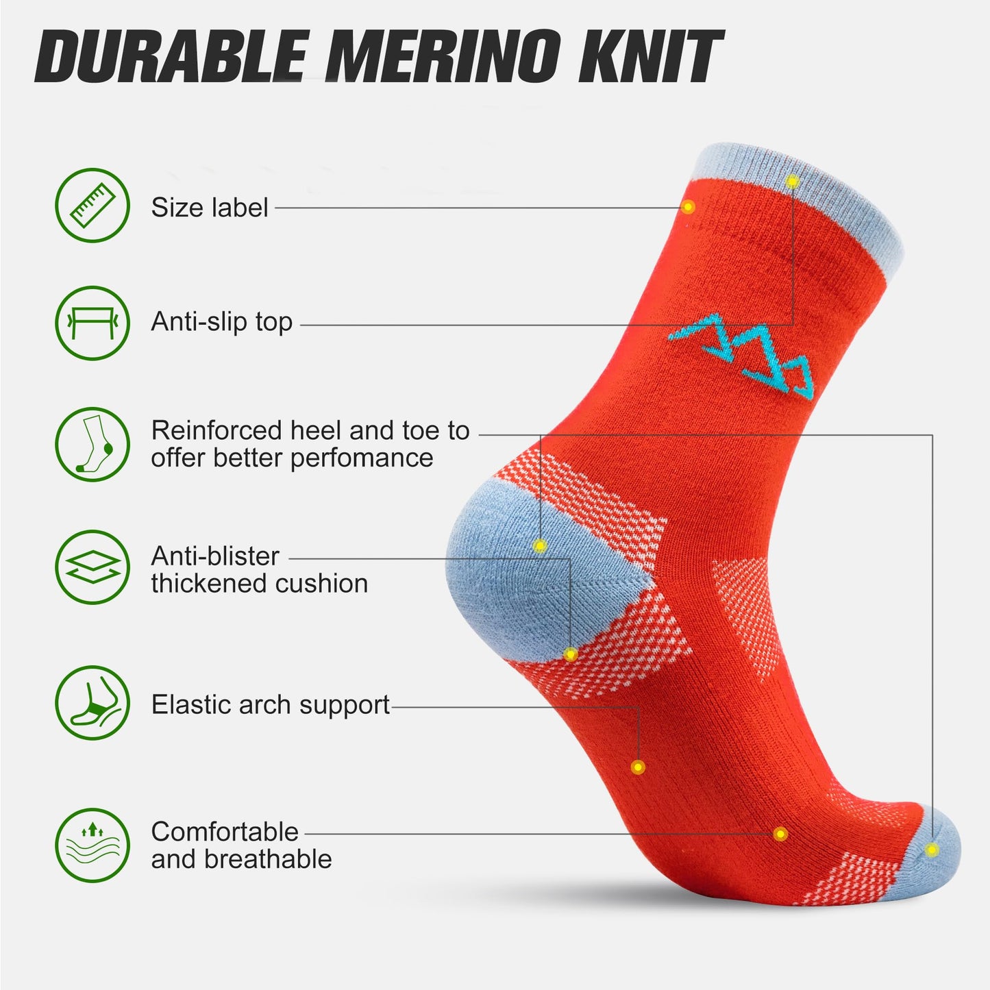 innotree 3 Pack Women's Merino Wool Hiking Socks, Half Cushioned Hiking Thermal Socks Moisture Wicking Micro Crew Socks