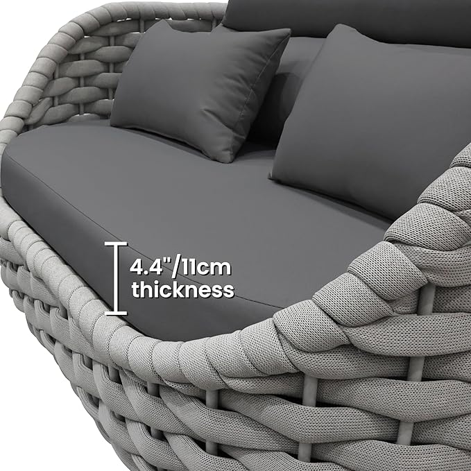 ercimi 4 Pieces Set Aluminum Outdoor&Indoor Sofa, Modern Patio Furniture Set Conversation Set with Soft Cushion and Coffee Table for Balcony Garden (Dark Grey)