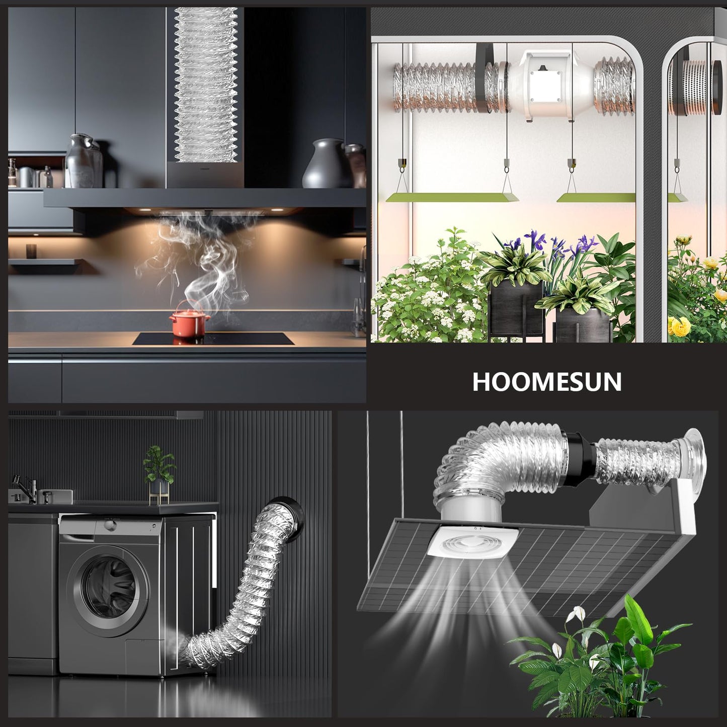 HOOMESUN Dryer Vent Hose 4 Inch 3FT Heavy Duty Flexible Exhaust Duct Hose, Thick(6-ply) Aluminum Foil Insulated Ducting for Tight Space, HVAC Ducting Kit with 2 Clamps and 1 Tape