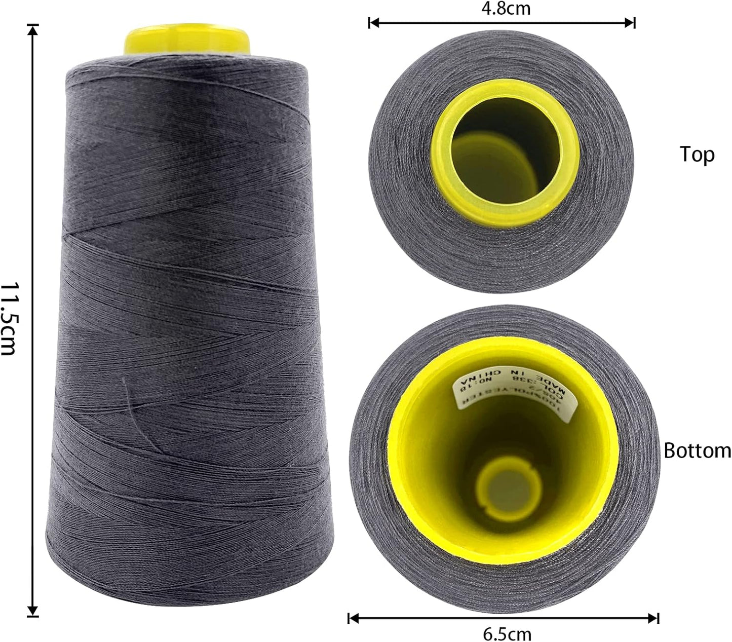 Tortoise 8 Cones of 3000 Yards Each Spool Thread for All Purpose, Serger, Overlock, Quilting, Sewing Machine - 40S/2 Grey Polyester Thread