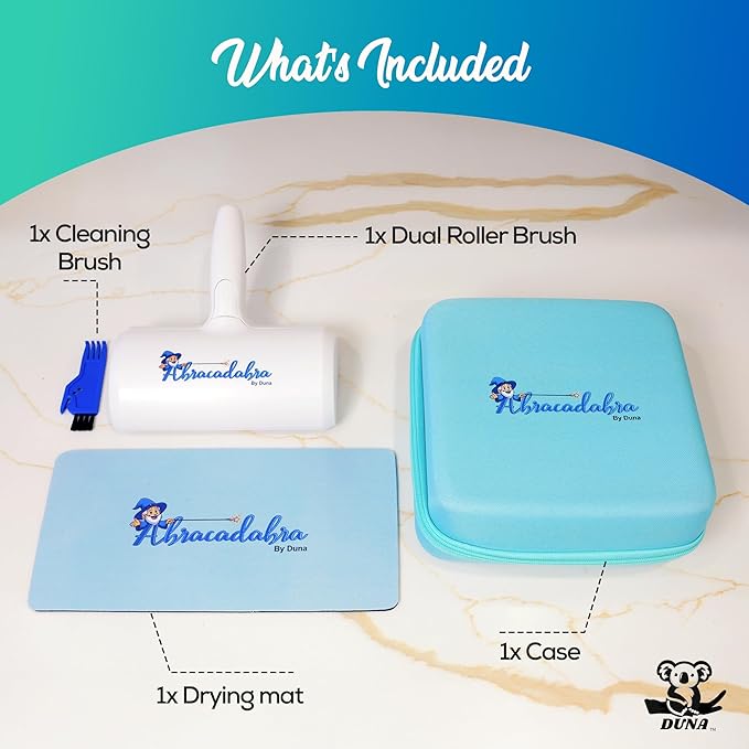 Duna Abracadabra Washable Pet Hair Remover Brush – Dog & Cat Hair Roller for Furniture, Carpet, Clothes & Bedding | Washable, Eco-Friendly Fur Remover with Cleaning Mat for Home & Travel