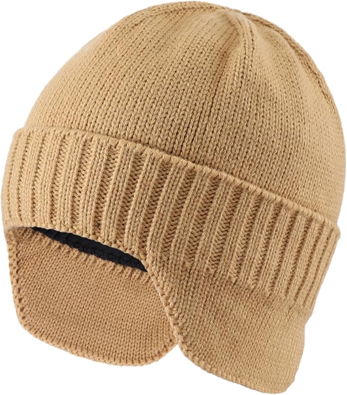 Home Prefer Mens Winter Hat Knit Earflap Hat Stocking Caps with Ears Beanie Hat