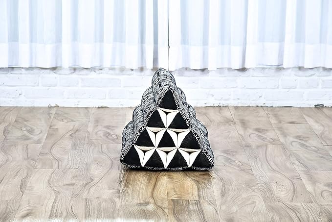 Leewadee Triangle Cushion – Comfortable Backrest for TV or Reading, Incline Pillow for Relaxing Made of Eco-Friendly Kapok, 20 x 13 inches, Black