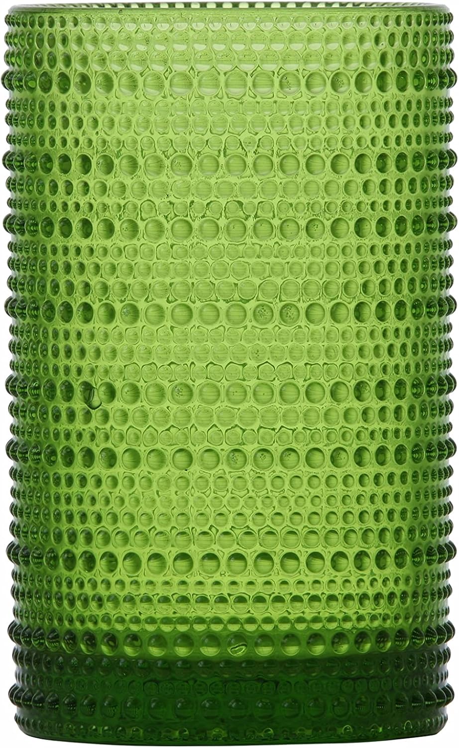Fortessa Jupiter Beaded Hobnail Glass, 13 Ounce Iced Beverage (Set of 6), Fern Green