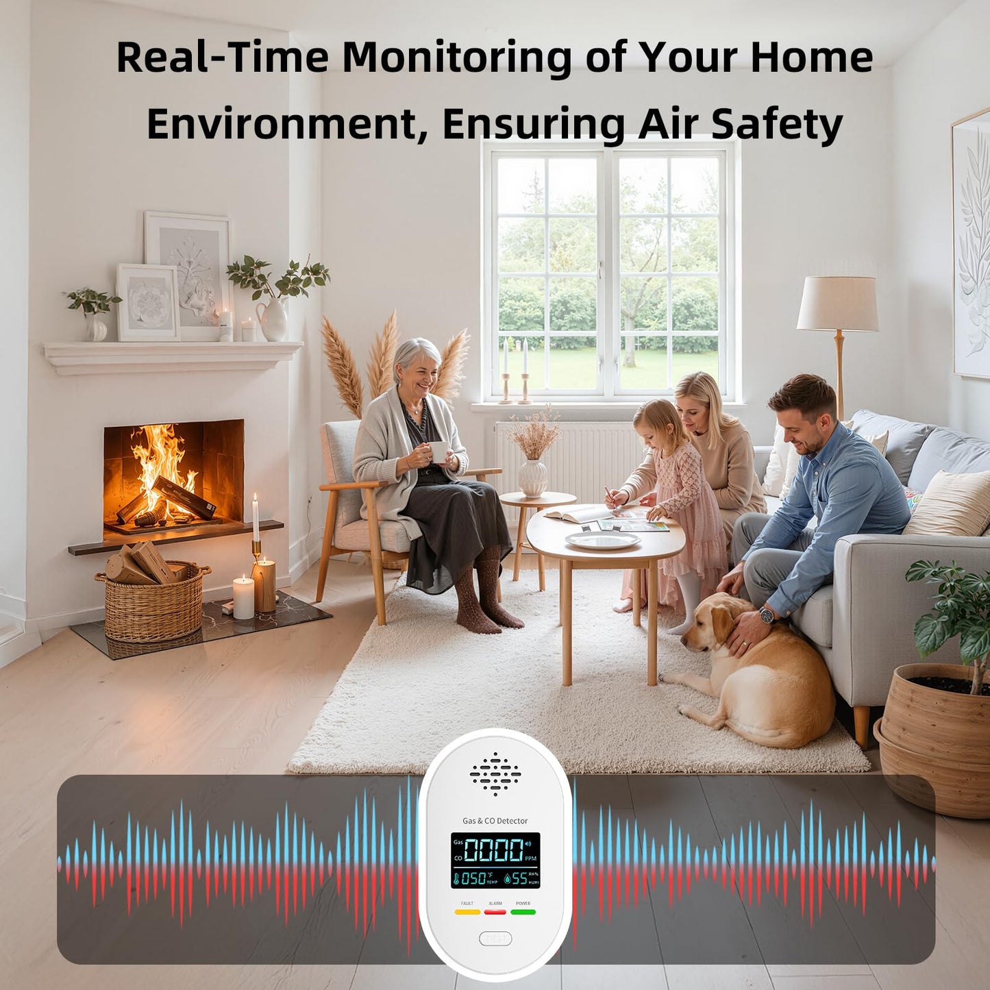 Carbon Monoxide Detectors,Plug in CO and Natural Gas Detector, Combination Gas & Carbon Monoxide Detectors for Travel with Temperature Humidity Display, 4 in 1 CO & Gas Detector for Home/Travel