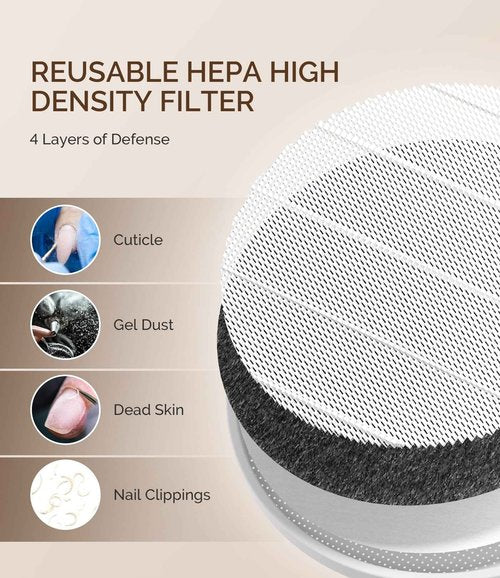 MelodySusie Rechargeable Nail Dust Collector with ART01R Handheld UV Light for Gel Nails