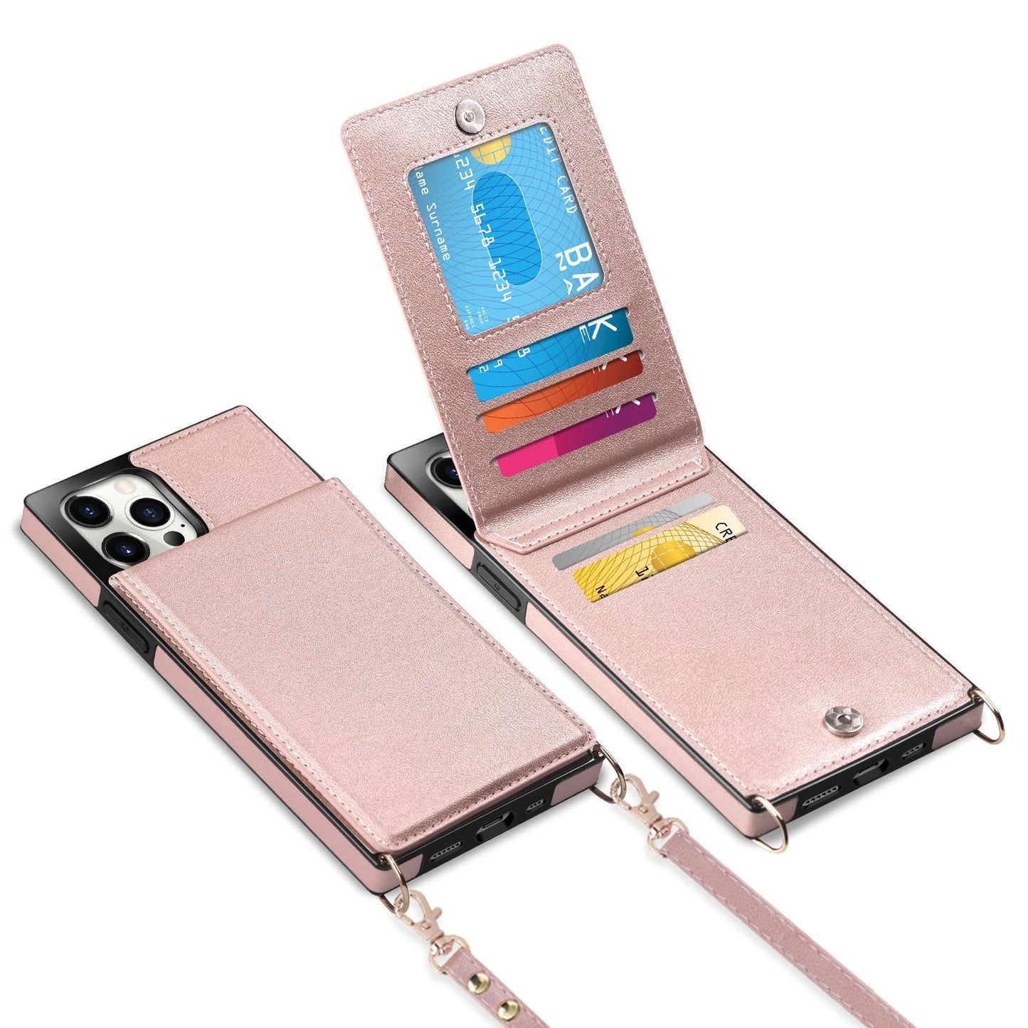 Vofolen For Iphone 12 Pro Max Case Wallet With Card Holder Crossbody Lanyard Strap Magnetic Clasp Heavy Duty Protective Leather