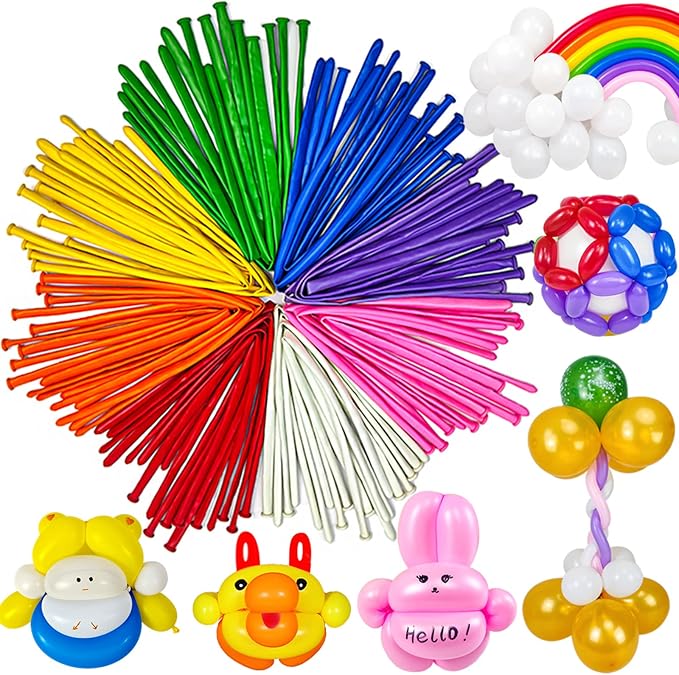 LXZFCRG 260 Balloons Pack of 100 Long Balloon Animal Twisting Balloons for for Animal Shape Birthdays Clowns