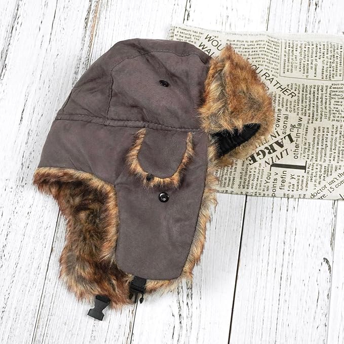 ONWAY Trapper Hat Winter Hats for Women Men with Faux Fur Ear Flaps