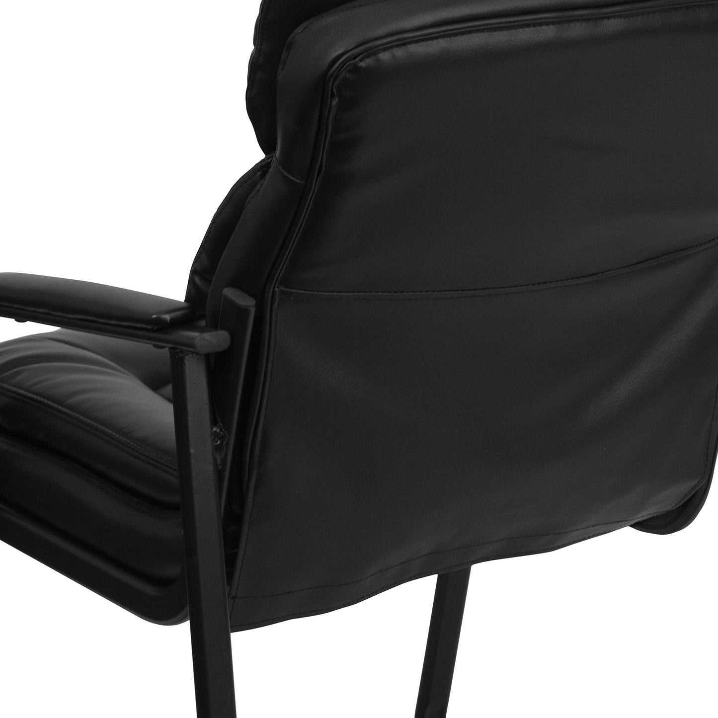 Flash Furniture Isla LeatherSoft Executive Side Reception Chair with Padded Arms and Sled Base, Upholstered Side Chair for Living Room/Office, Black