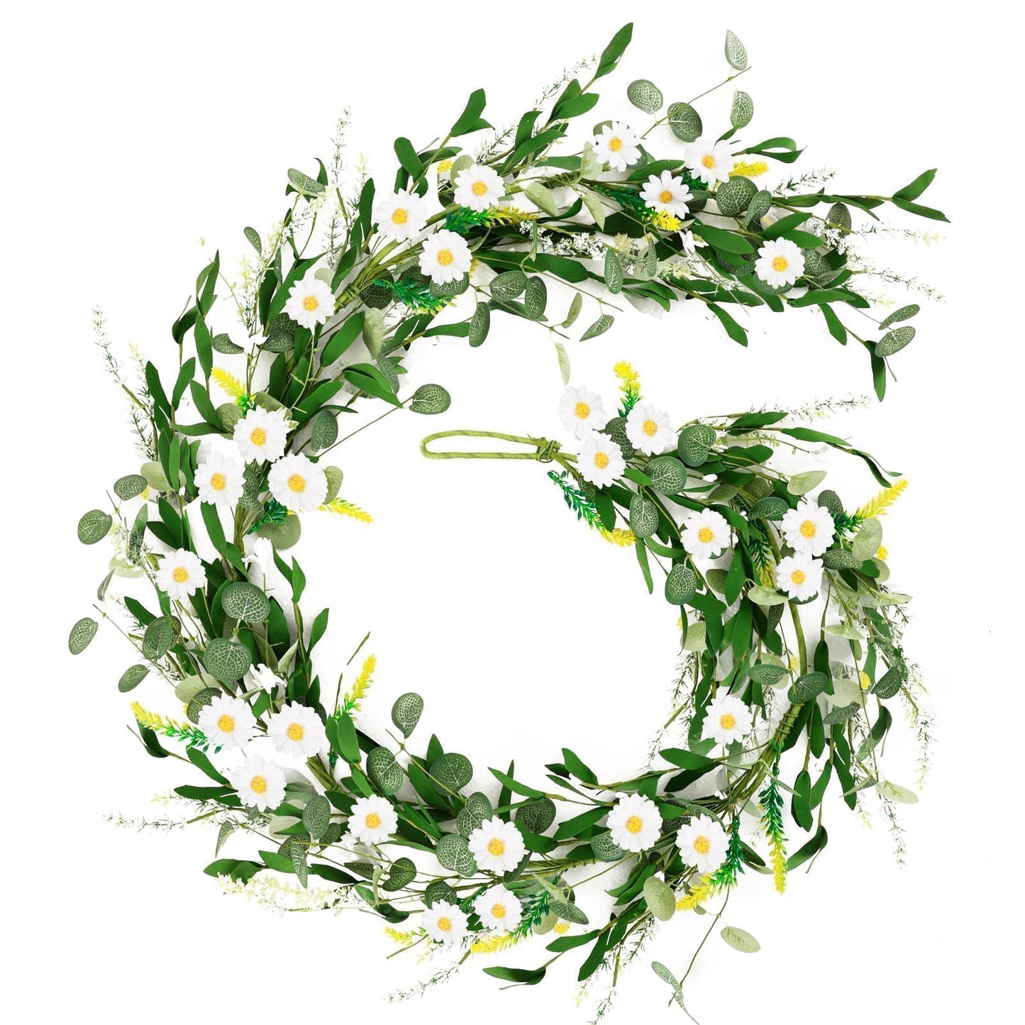 6 Ft White Flower Garland Artificial Summer Spring Faux Daisy Wildflower Floral Garland Spring Wreath for Wedding Arch Porch Stair Table Indoor Door Home All Year Decoration