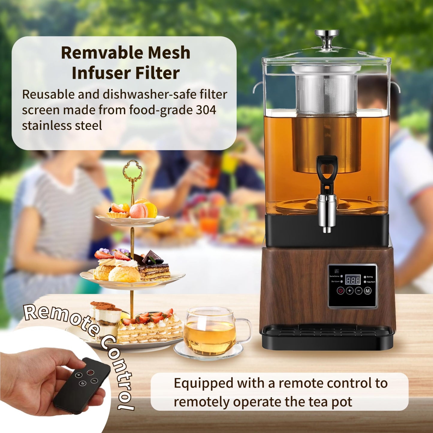 GKFF Tea Maker Machine, 10L 65 Cups Multi Functional Tea Dispenser Pot with Removable Infuser, Hot Water Urn for Flower Blooming & Iced Tea Maker, Catering Large Drink Dispenser, Commercial Tea Urn