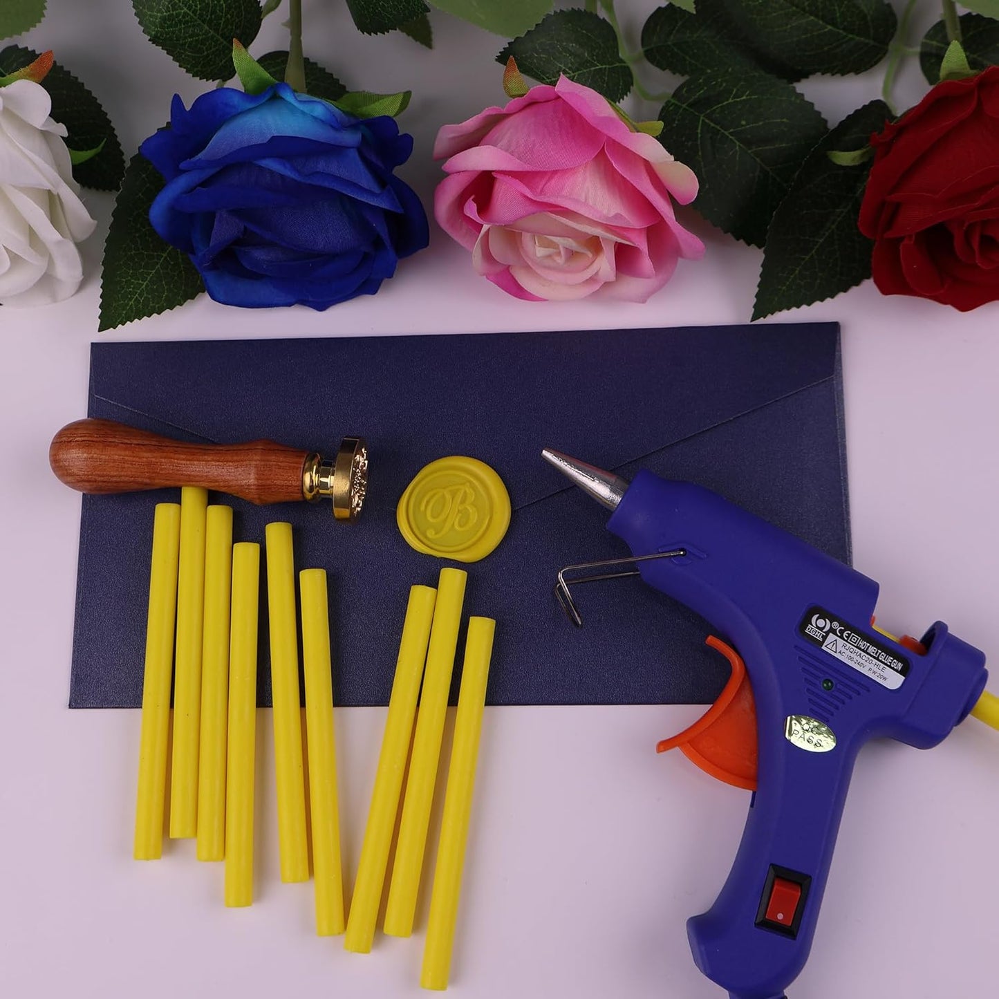 30 Pieces 7mm Sealing Wax Sticks for Glue Gun,PORXFLY Mini Wax Seal Sticks Great for Seals Stamp,Cards Envelopes,Wedding Invitations,Gift Wrapping,Wine Packages (Yellow)