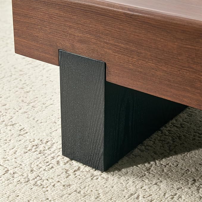 LKTART 46'' Rectangle Coffee Table for Living Room, Walnut Wood Grain Pattern Thick Sturdy Legs Coffee Table with Storage for Dining Room Apartment Small Space (Walnut Wood)